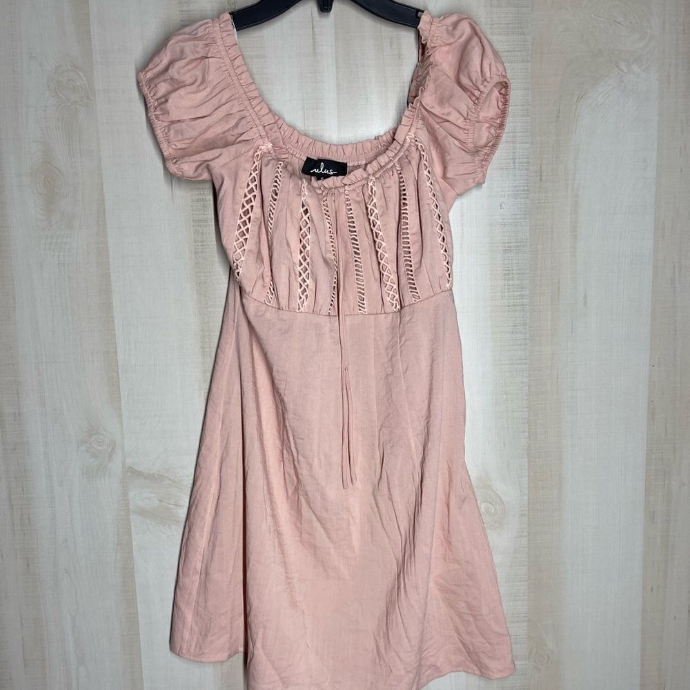 Lulus pink‎ mini dress shirt sleeve, size small